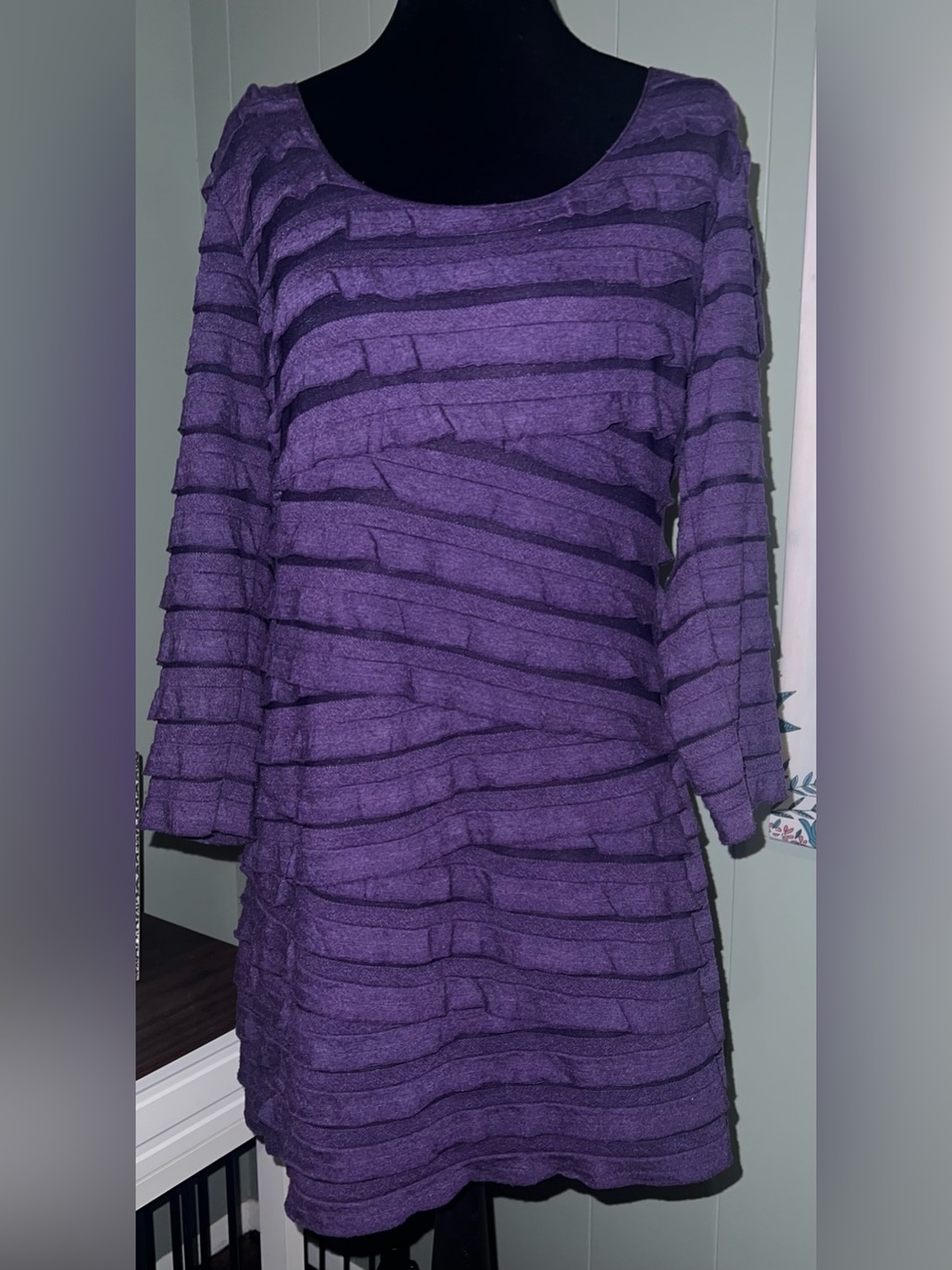Max Edition Purple Layered Long-Sleeve Women’s Tunic Shirt or Mini Dress